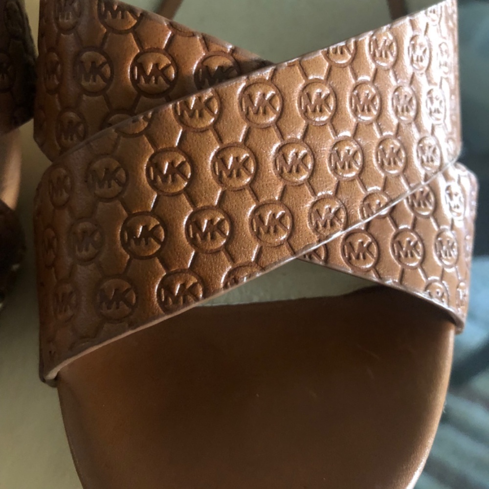 New Michael Kors Amelie Mule Luggage Embossed Leather Shoes - Picture 2 of 11